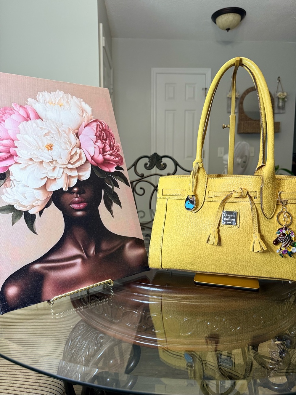 Vintage Dooney & Bourke Yellow Leather Satchel EUC B44